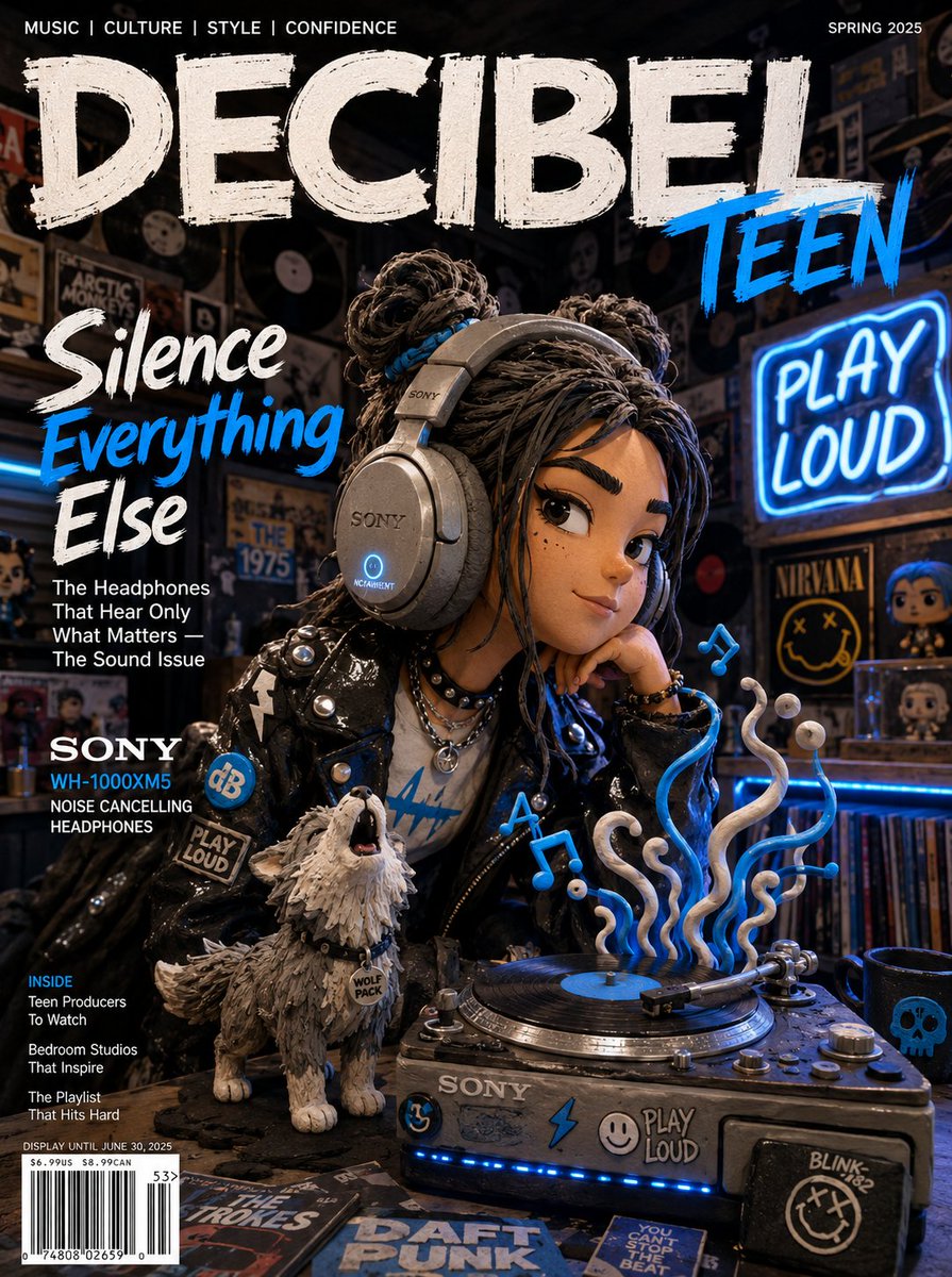 Claymation Teen Girl with Headphones — GPT Image 2 prompt