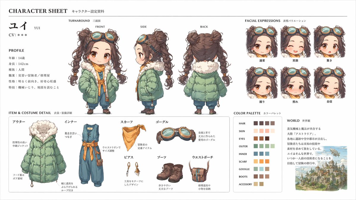 Official Character Sheet (JP) — GPT Image 2 example by @Toshi_nyaruo_AI