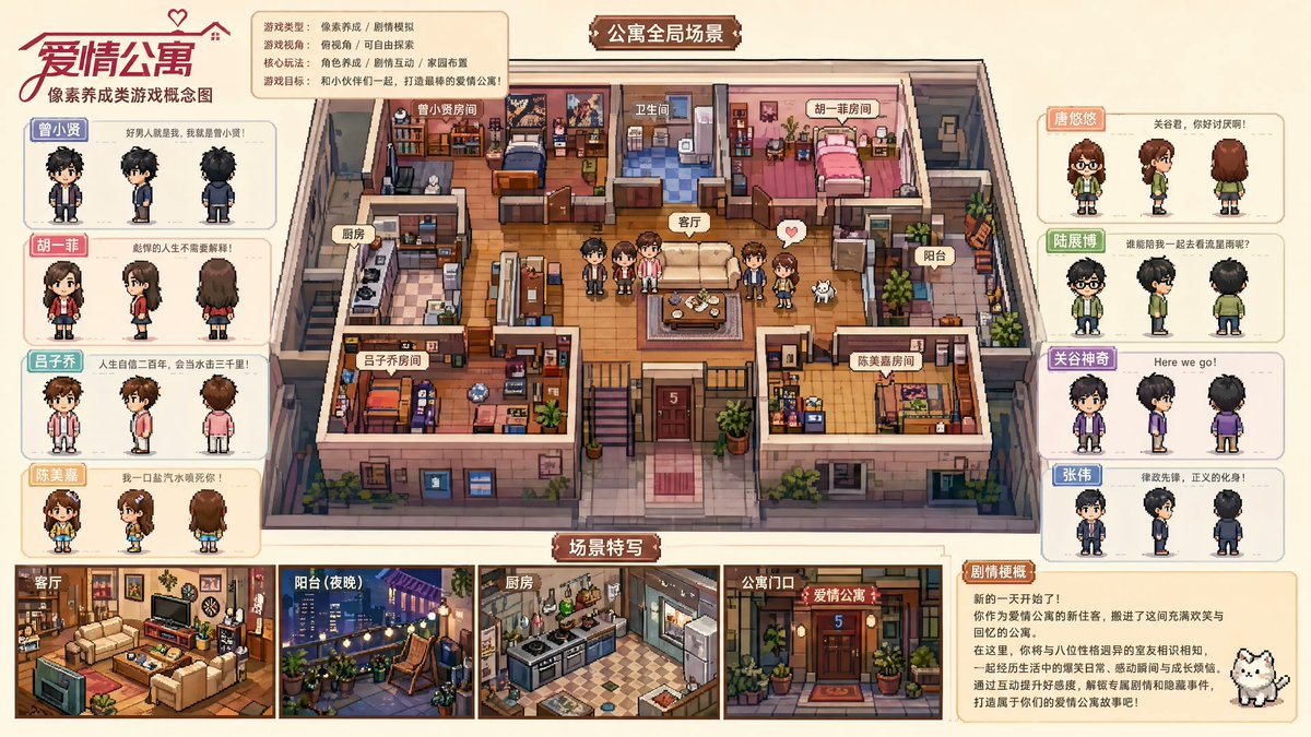Pixel game concept board from TV drama theme — GPT Image 2 example by @sciencedegens