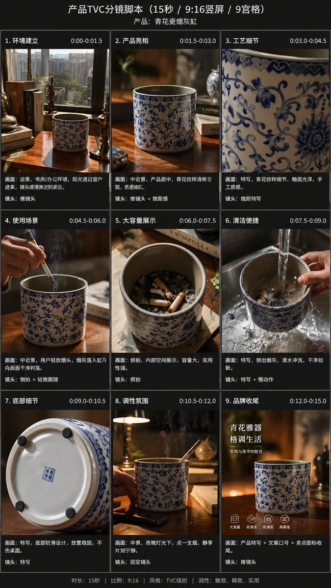 E-commerce Main Image - 9-Panel Product TVC Storyboard — GPT Image 2 example by @Magncsans