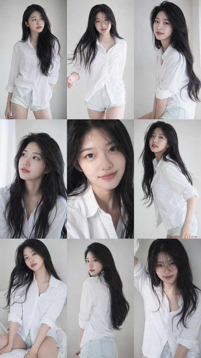 Korean Idol 3x3 Collage Portrait — GPT Image 2 example by @BubbleBrain