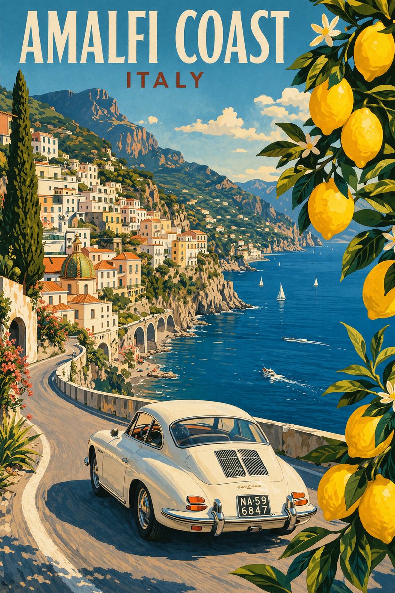 Vintage Amalfi Travel Poster — GPT Image 2 example by @WolfRiccardo