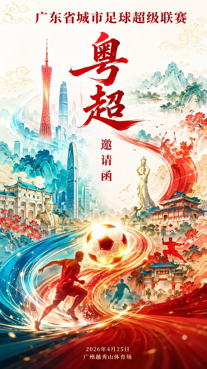 Guangdong Super League Invitation Poster — GPT Image 2 example by @liyue_ai