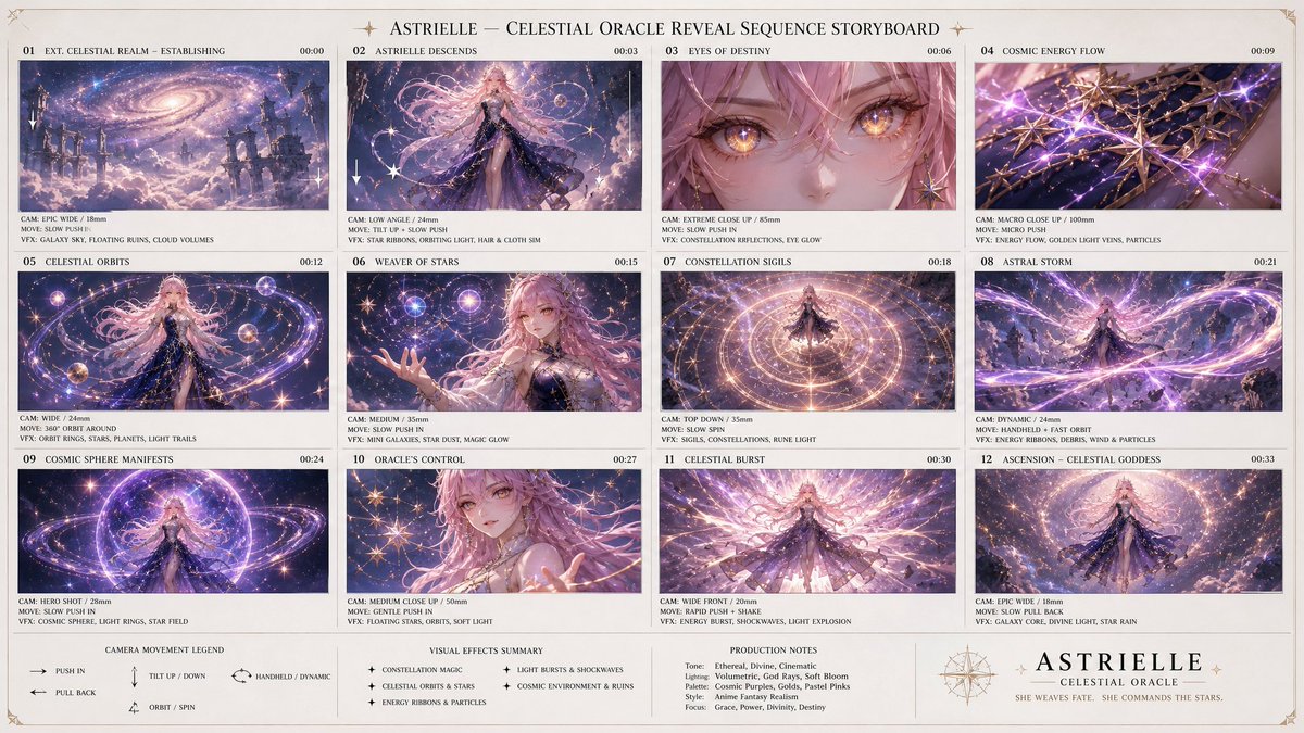 Celestial Fantasy Oracle Storyboard — GPT Image 2 prompt